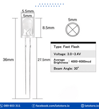 10PCS LED 5MM RGB 2 PIN Multicolor Slow / Fast Flashing