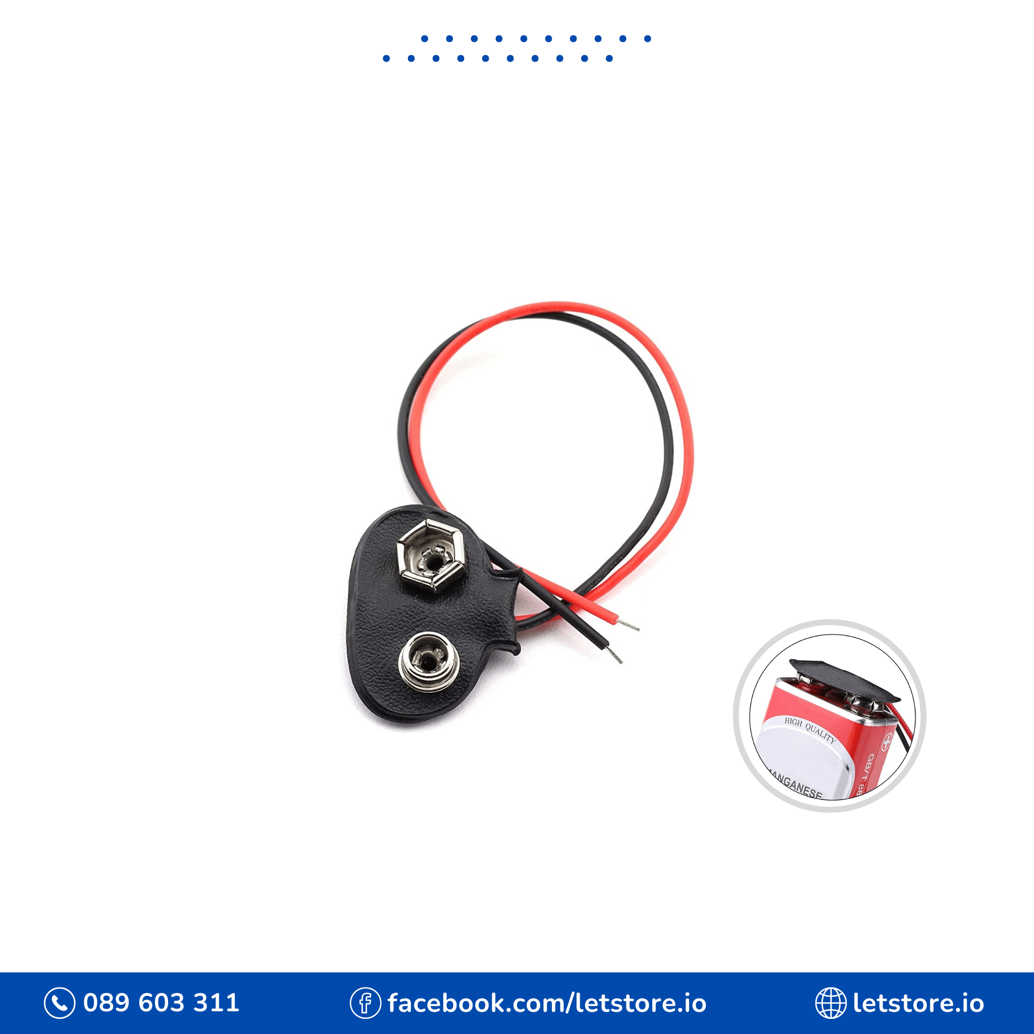 Battery Clip Connector 15cm T-type