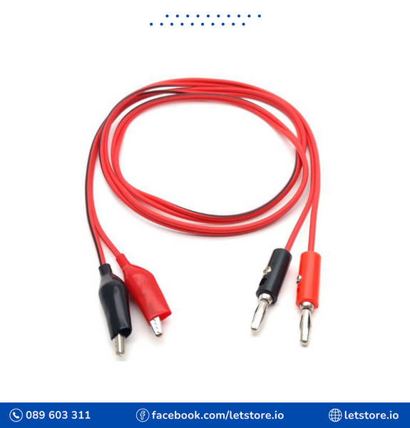 1 Pair Alligator Clip To Bannana  4mm Banana Plug 1 Meter