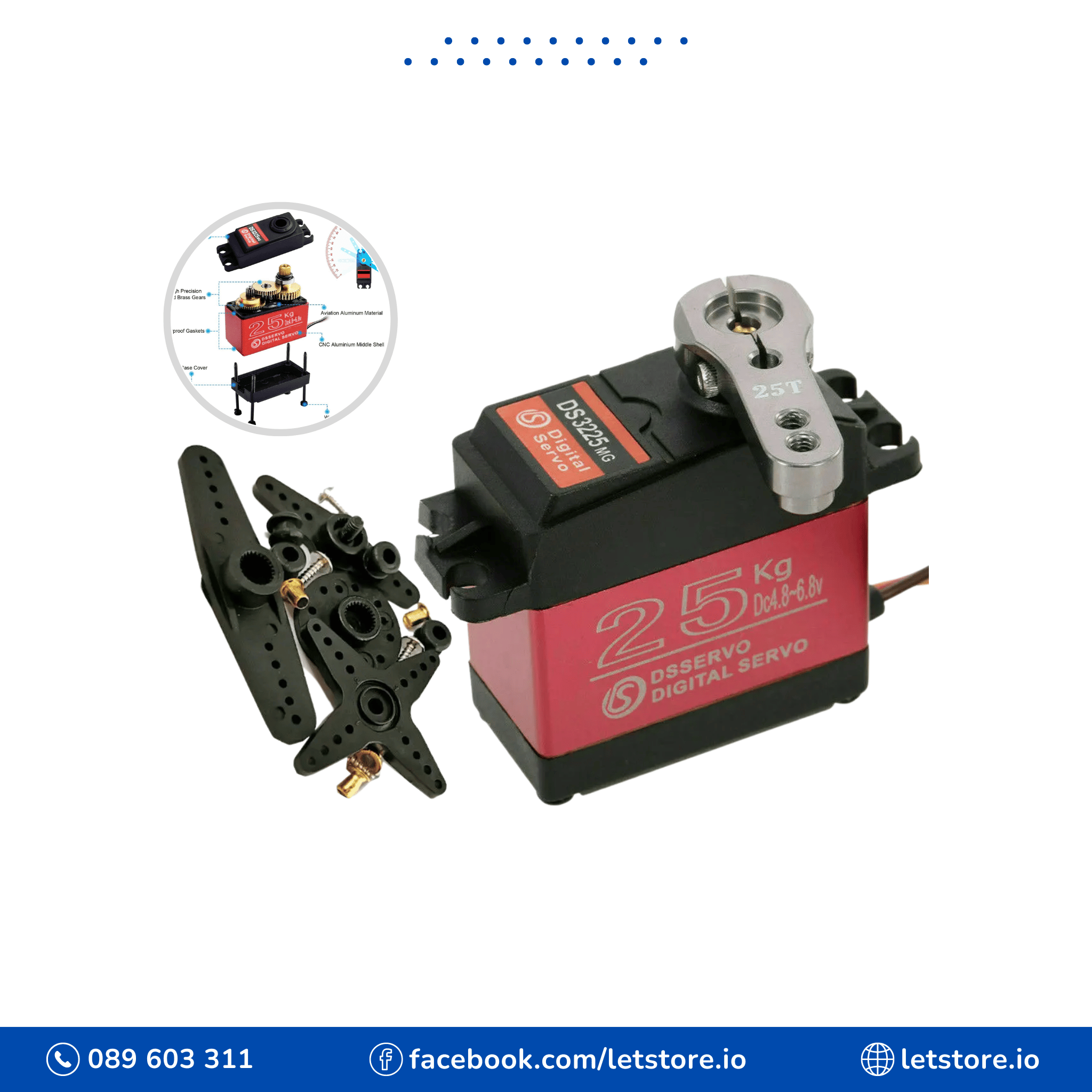 DS3225MG Update RC Servo 25KG Full Metal Gear Digital Servo Baja Servo Waterproof 180 Degree